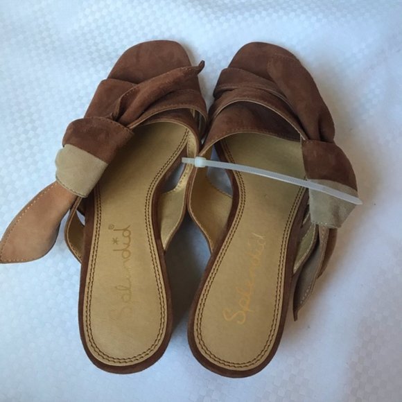Splendid Women’s Cognac Bow Knot Slip-on Sandals Size 7.5 Suede - Picture 5 of 8
